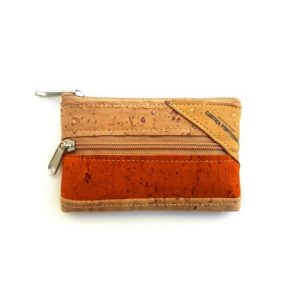 Cork Wallet with 2 Clasps Orange