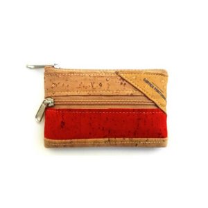 Cork Wallet with 2 Clasps Red