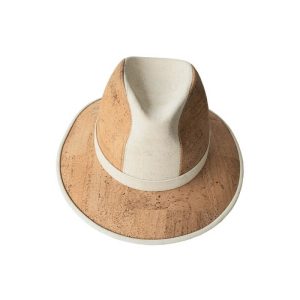White Panama Cork Hat with Flat Ribbon