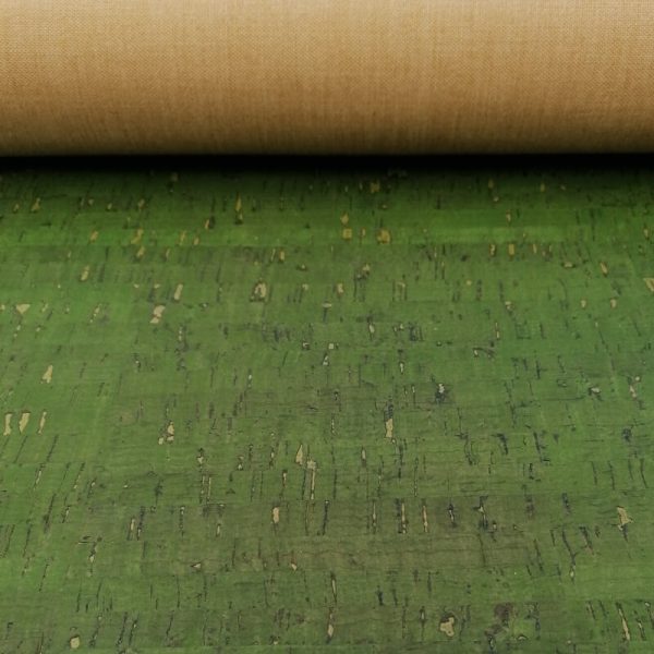 Dark Green Rustic Cork Fabric