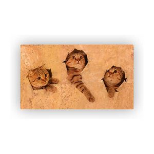 Mosaic Cork Fabric Cats Engraving R142