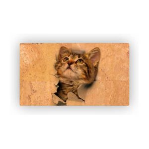 Mosaic Cork Fabric Cats Engraving R146