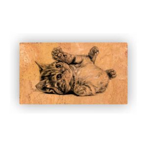 Mosaic Cork Fabric Cats Engraving R147