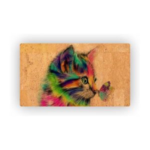Mosaic Cork Fabric Cats Engraving R210