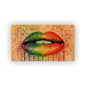 Mosaic Cork Fabric Lips Engraving R211