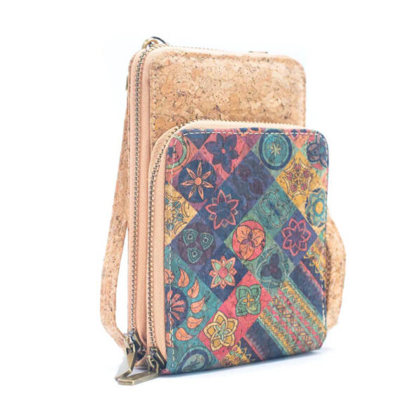 Cork Crossbody Double Zipper Wallet with Phone Compartiment Bag P2