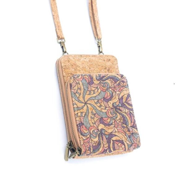 Cork Crossbody Double Zipper Wallet with Phone Compartiment Bag10