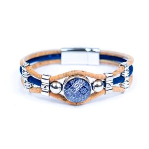 Blue and Natural Cork Bracelet