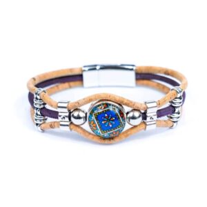 Purple and Natural Cork Bracelet